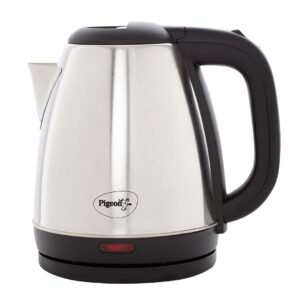 pigeon by stovekraft amaze plus electric kettle (14289) with stainless steel body, 1.5 litre, used for boiling water, making tea and coffee, instant noodles, soup etc. (silver)
